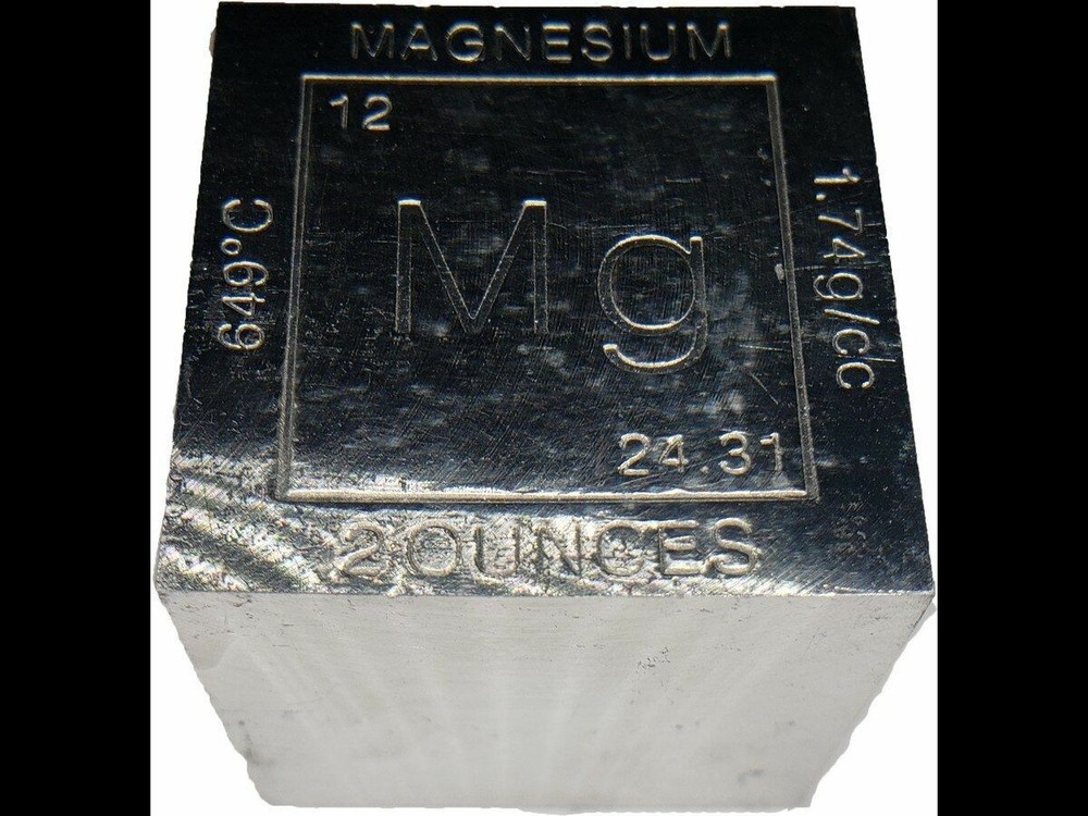 Elemental Cube Collection: 1.25 Inch Solid Magnesium Cube