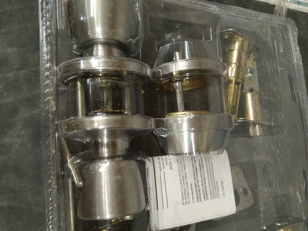 Gate House Handle Deadbolt Set 2 Pair Nickel Keyed