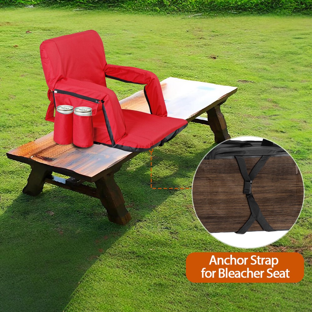 2 Pack Stadium Seating for Bleachers Stadium Seats with Back Support Cushion Red