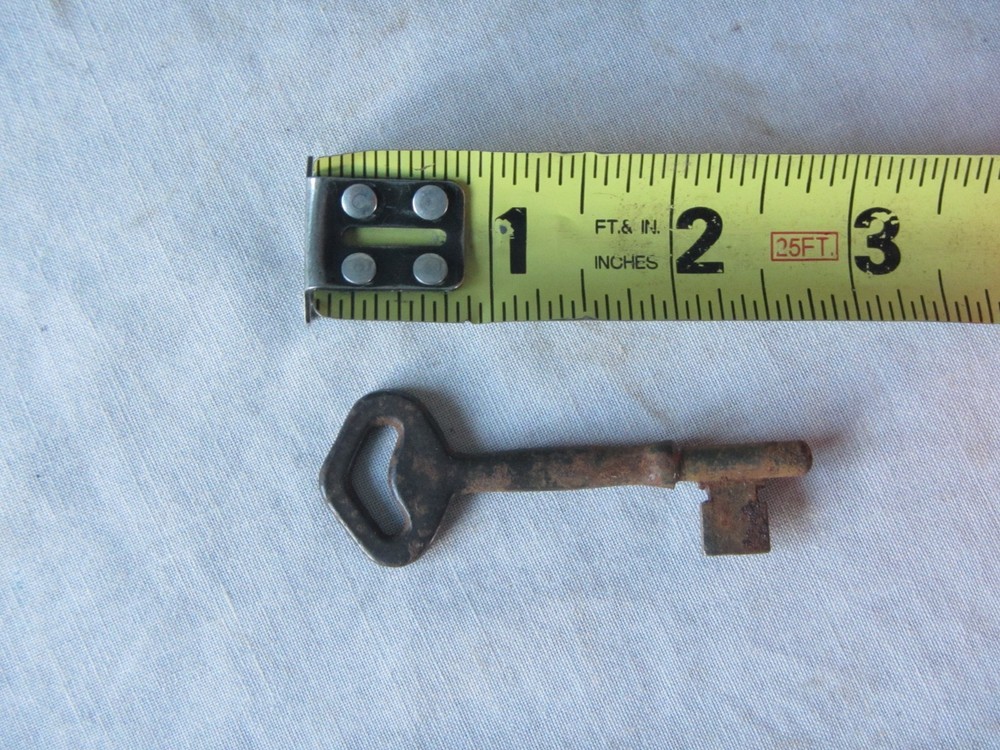 antique Corbin cast iron mortise chest lock with skeleton key
