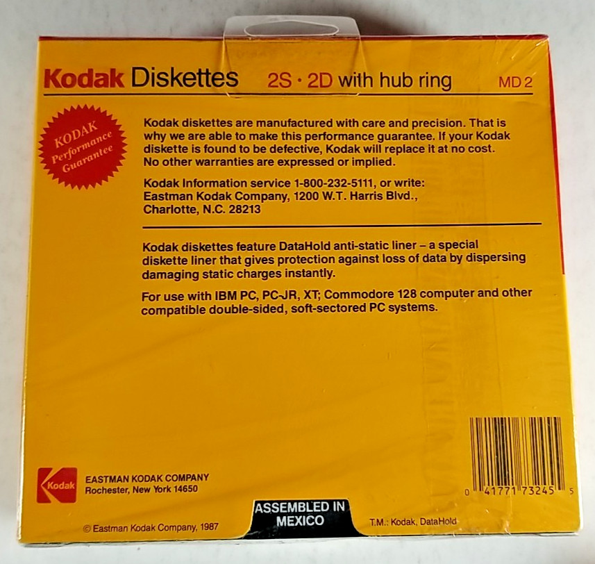 1987 Kodak 5 1/4" Diskettes 2S 2D Double Sided Density 10 Computer Discs NEW
