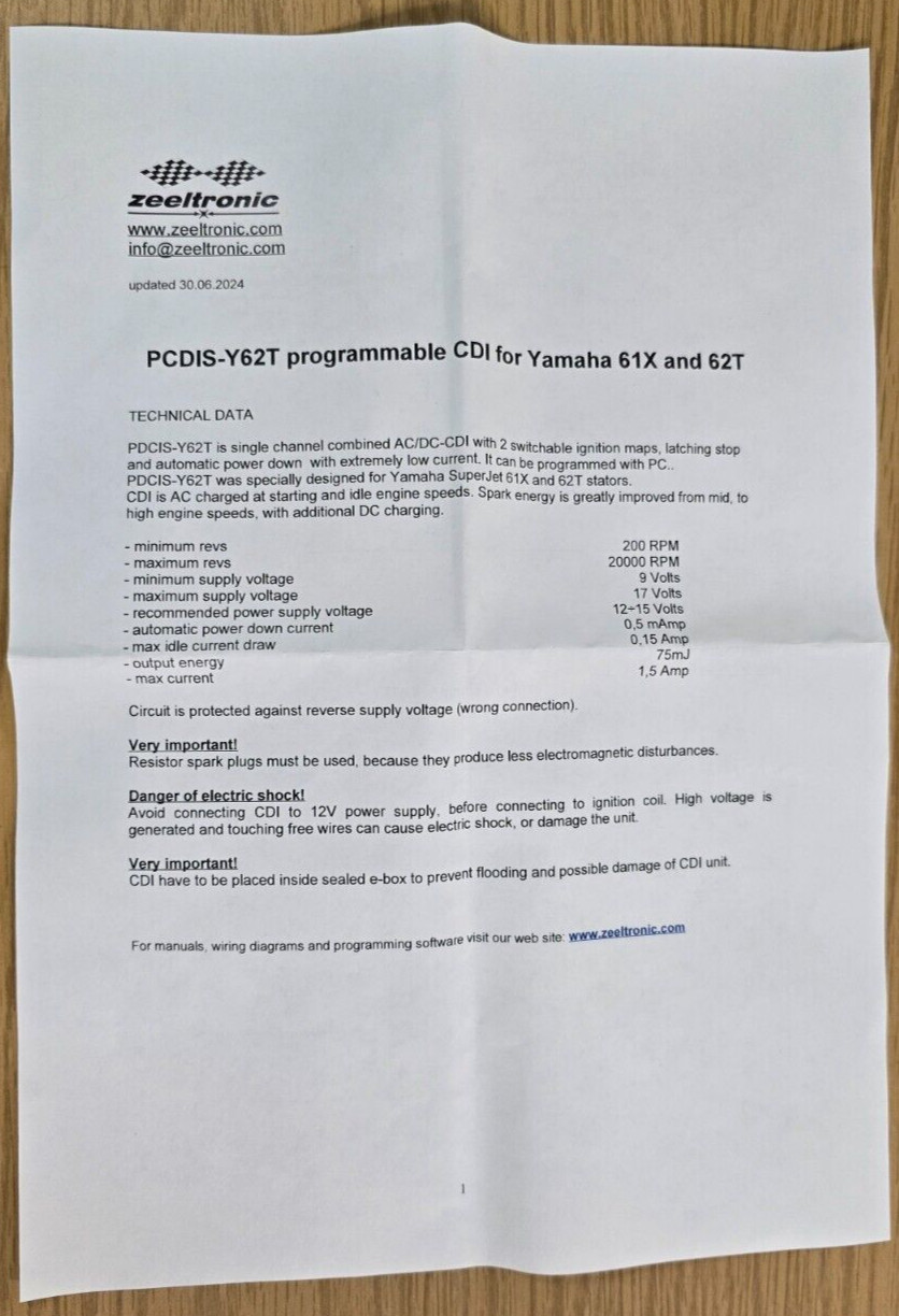 Zeeltronic CDI Programmable Ignition PDCIS-Y62T HRS Yamaha 650 701 51x 62t