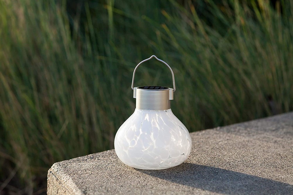 Allsop Solar Glass Tea Lantern-White