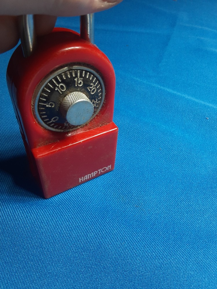 Hampton Dial Combination Lock - RED -Plus Secret Compartment Vtg 2” .X.