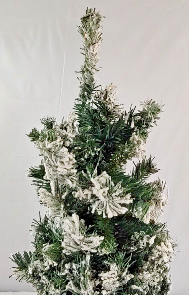 Tabletop Flocked Artificial Christmas Tree Frosted Burlap Weighted Base 24"
