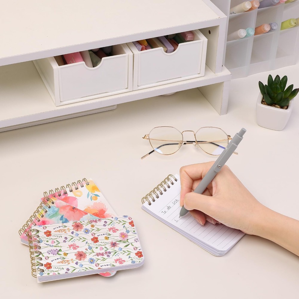 Small Notebooks, 3x5 Pocket Notepads with Aesthetic Covers, Mini Spiral Notebook