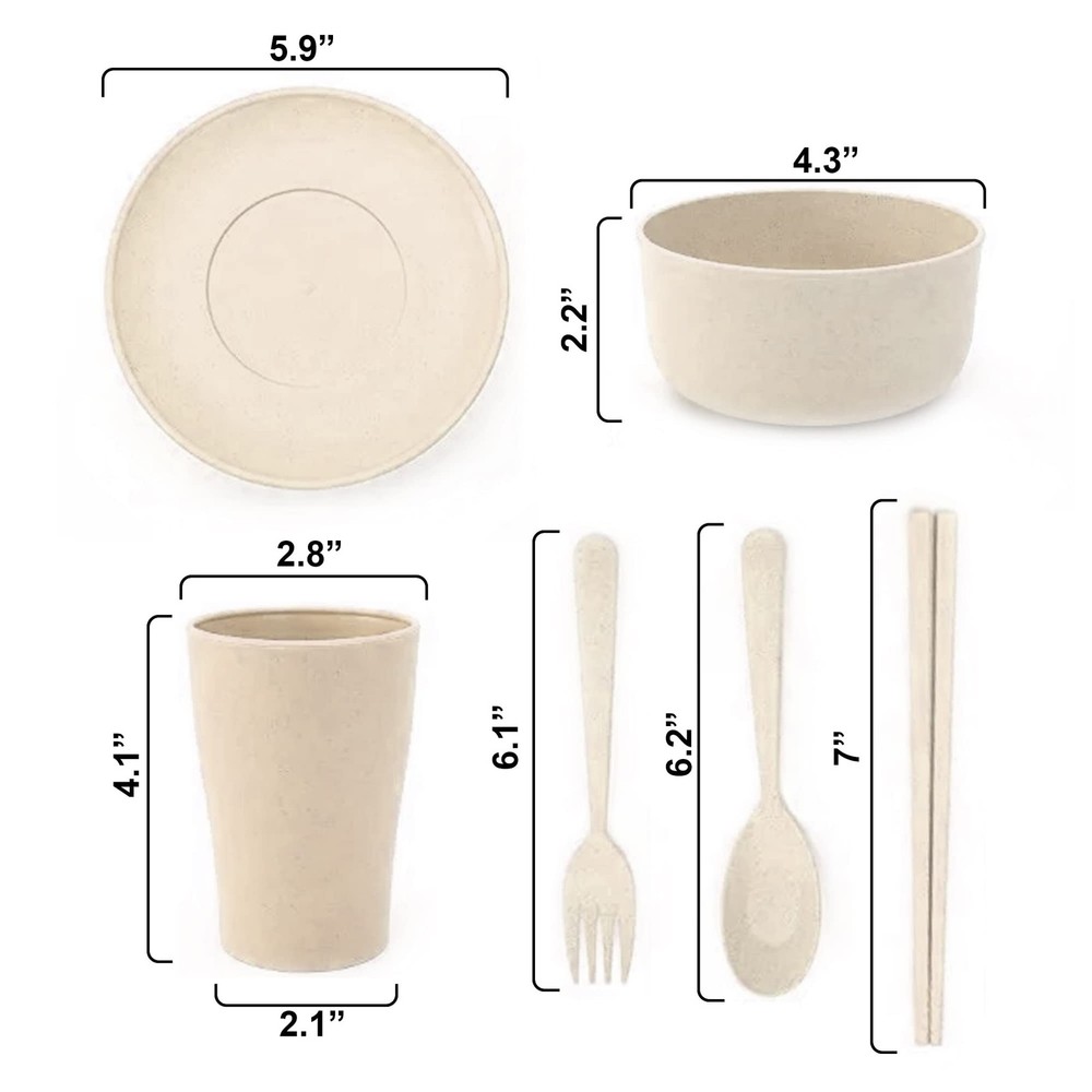 GREENSTERRA Eco-friendly Wheat Straw Dinnerware Set - Reusable and Durable Wheat