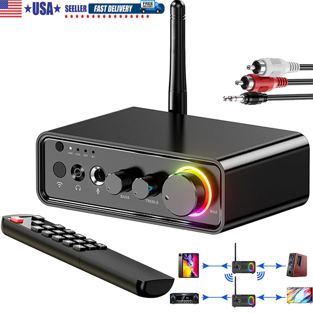 Bluetooth 5.3 Transmitter Receiver TV Home Stereo Audio Adapter 3.5mm AUX RCA