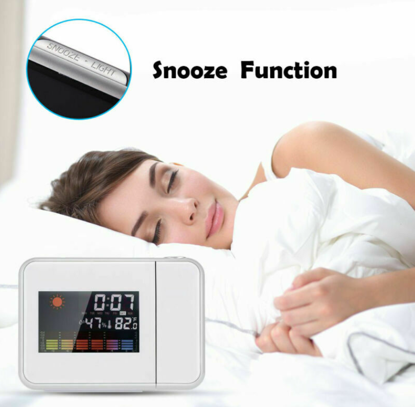 LED Digital Projection Alarm Clock Backlight snooze color Ceiling projector