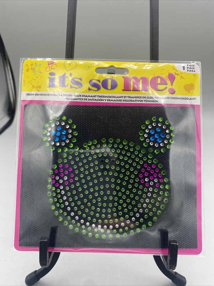 Cute Frog Face Iron On Rhinestone Transfer - New In Package