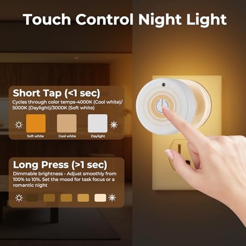 LED Night Lights Plug into Wall with Adjustable(3000K/4000K/5000K) 1W 3CCT