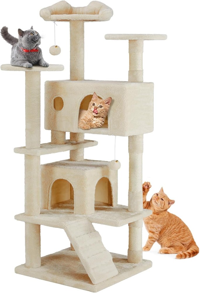 54-Inch Cat Tree Tower – Multi-Level with Sisal Scratching