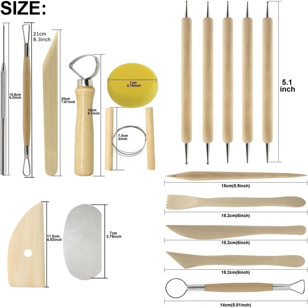 Professional Quality Clay Carving Tools Set - 32 Double-Sided Sculpting Tools