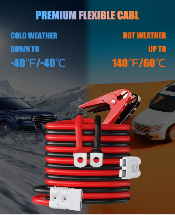 Heavy Duty Jumper Cables for Diesel Trucks - 1 Gauge 25 Feet extra long Booster