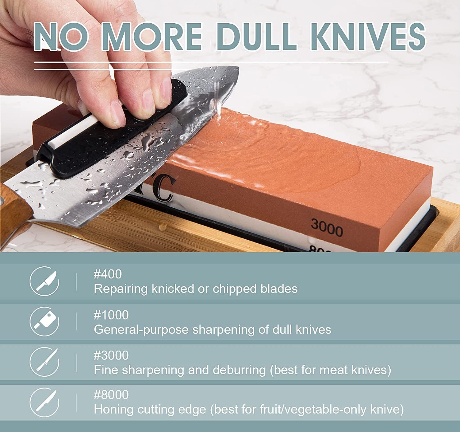 Knife Sharpening Stone Set Professional Whetstone 4 Side Grit 400/1000 3000/8000