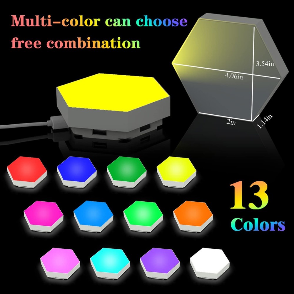 YXQUA Hexagonal Wall Light Modular Touch Sensitive Lights Creative Geometry A...