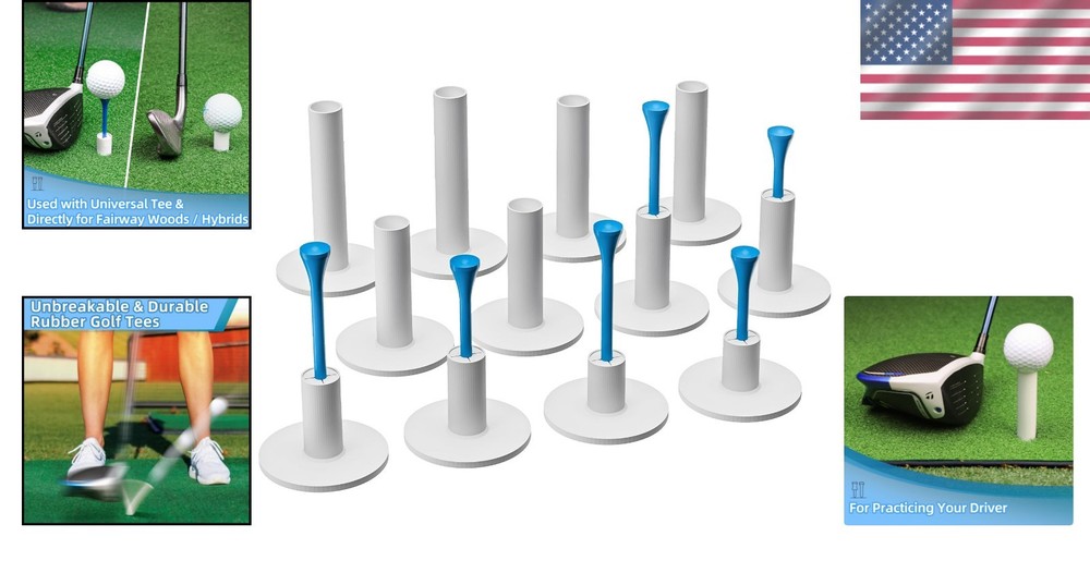 Unbreakable Rubber Golf Tees – 32 Pcs Set for Driving Range & Indoor Practice