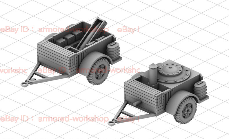 3D Printed 1/72 Soviet logistics trailer system unpainted