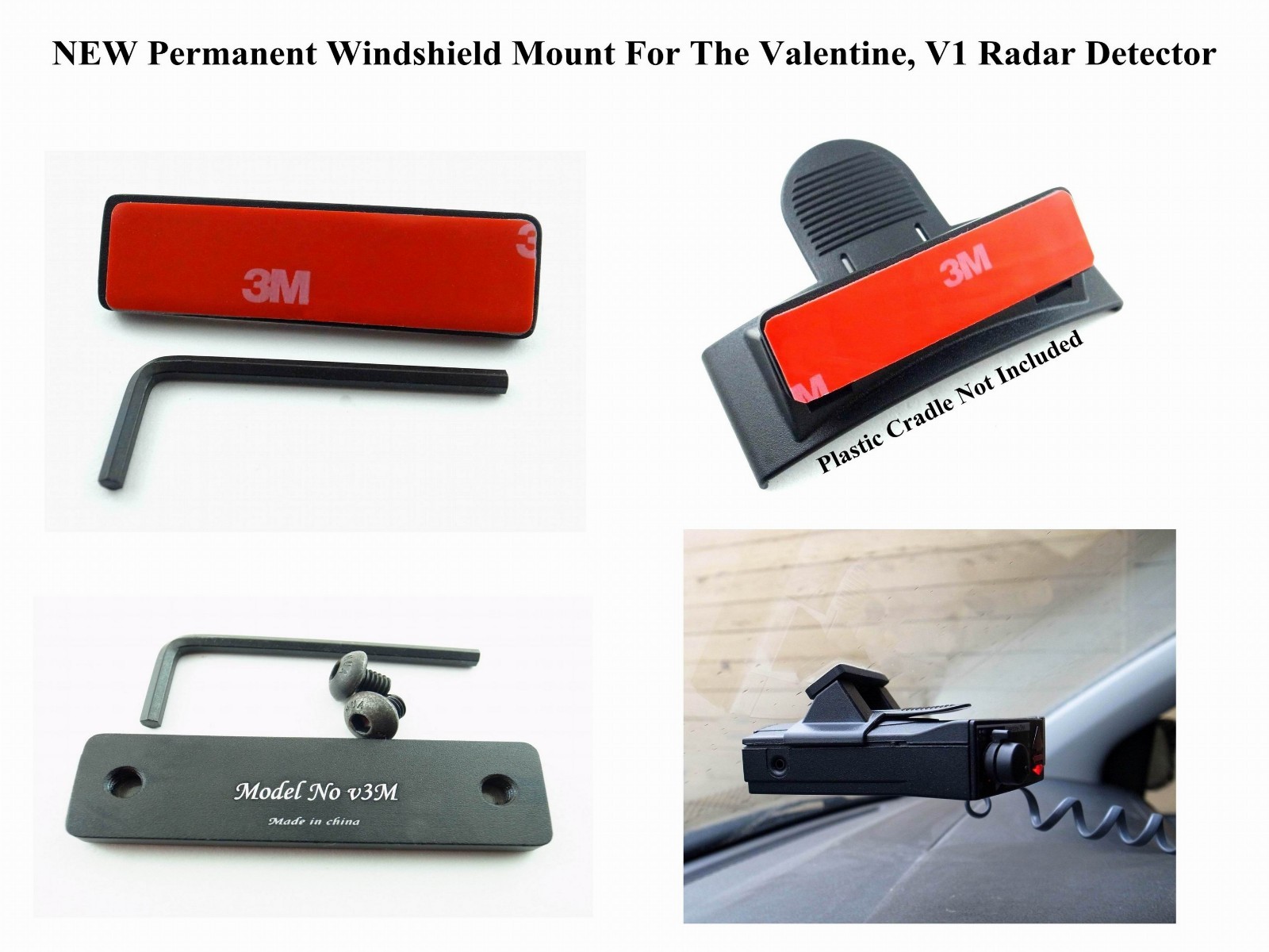 NEW Permanent Windshield Mount For The Valentine Gen1, Gen2 Radar Detectors