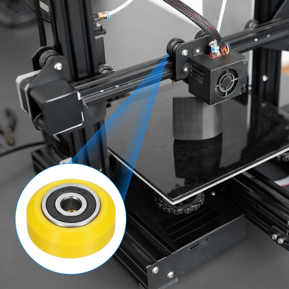 8Pcs 3D Printer Wheel with 625RS Linear Bearing for 3D Printer, Yellow