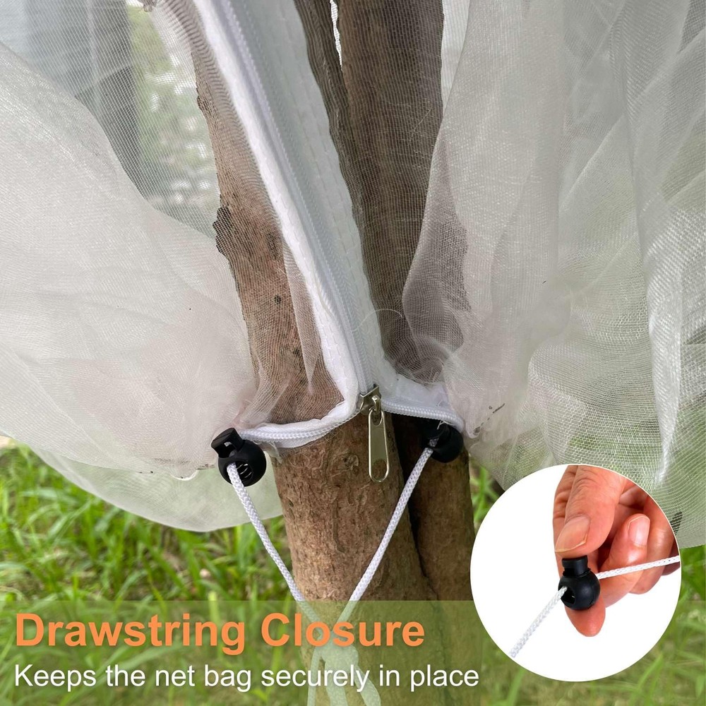 4 Pcs Fruit Tree Netting with Zipper & Drawstring, 4ft x 4ft(4PCS), White