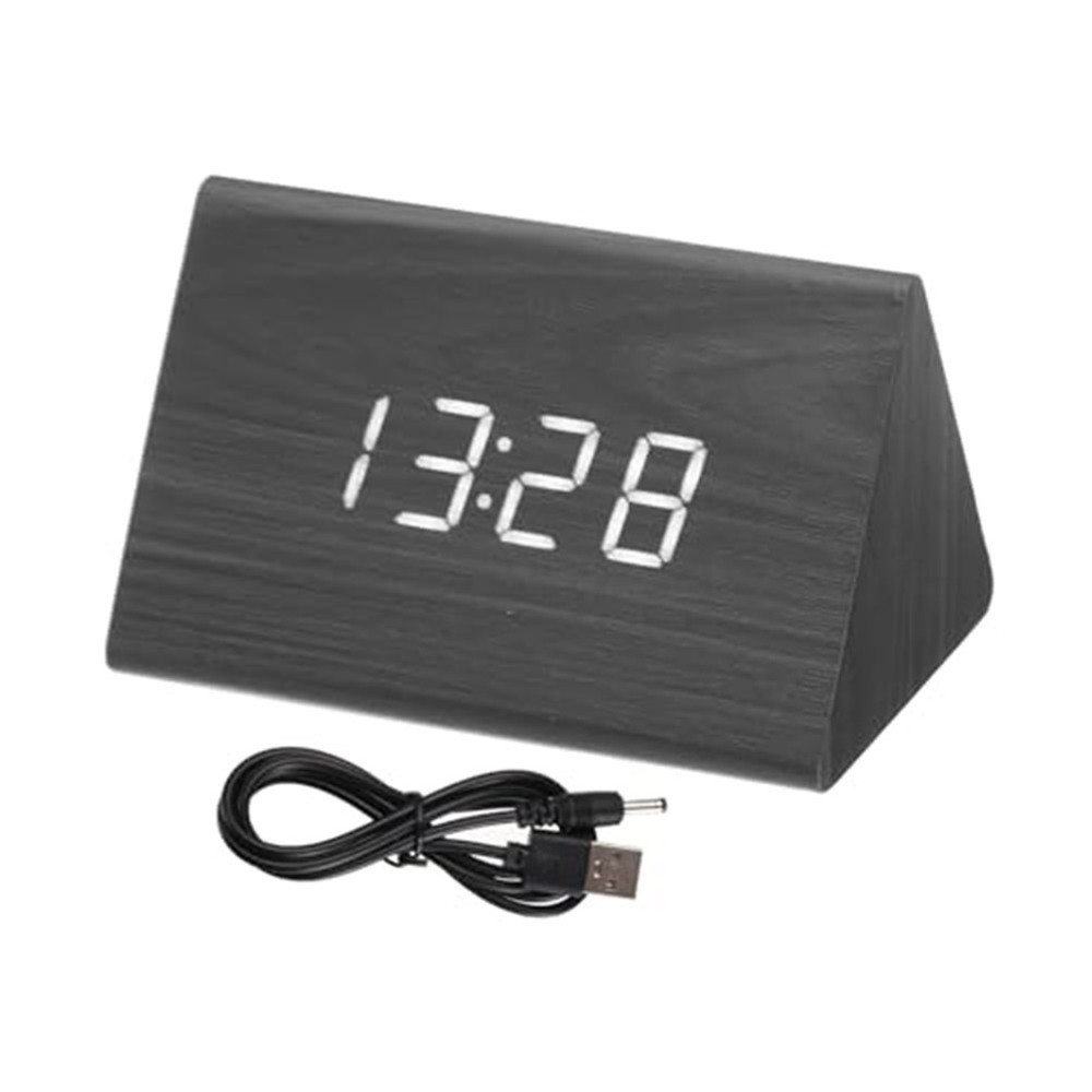 Convenient Alarm Function Wood Clock LED Digital Display Adjustable Brightness