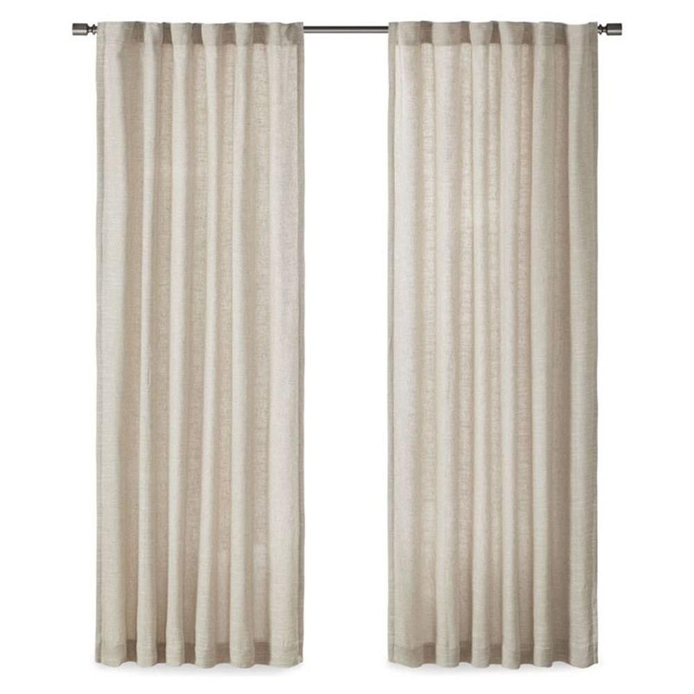 Pemberly Row Polyester Rod Pocket Panel with Fleece Lining in Natural
