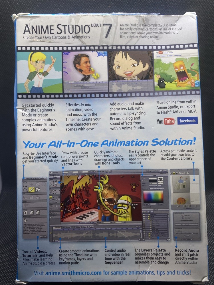 Smith Micro Anime Studio Debut 7 for PC, Mac Opened Box