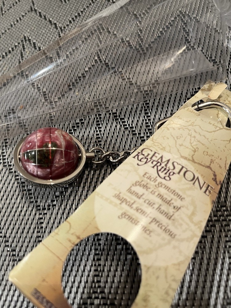 Gemstone Globe Keyring, Pink Gem Stone Colors