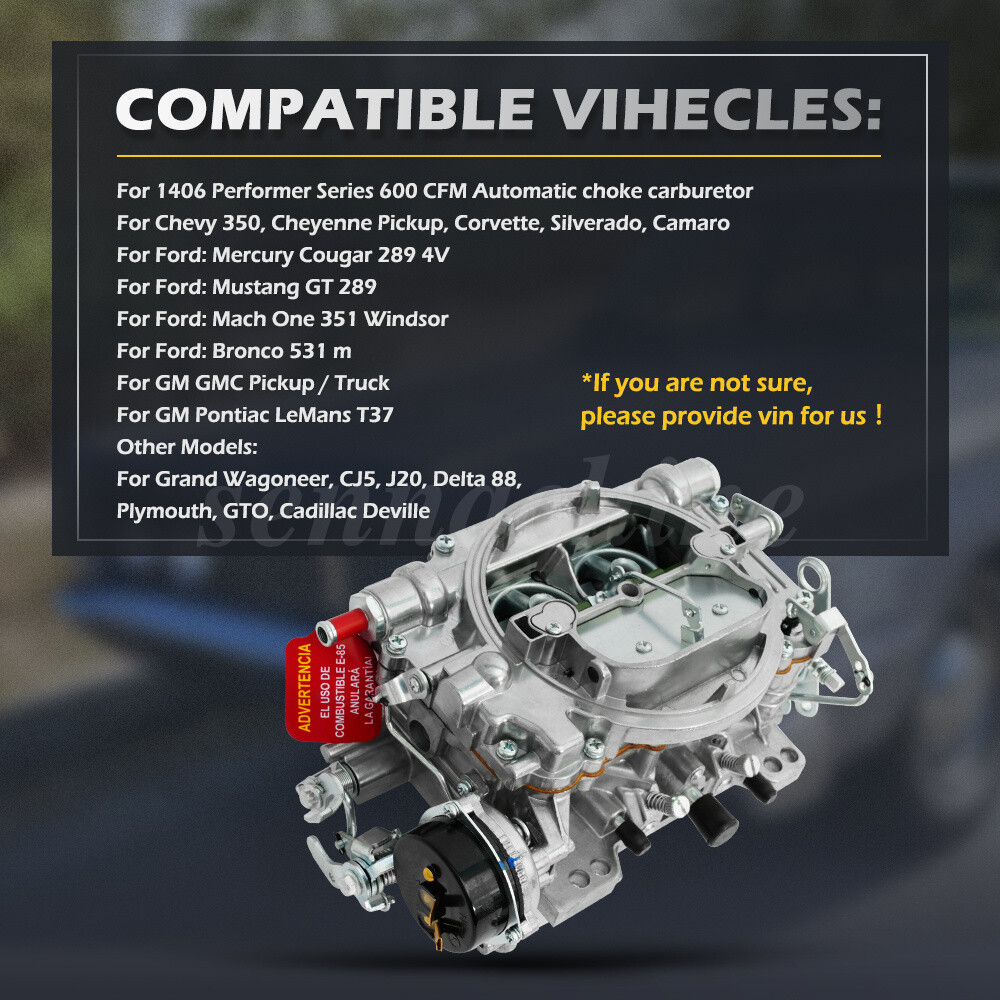 FOR Edelbrock 1406 Performer 600 CFM 4 BBL Barrel Carburetor with Electric Choke