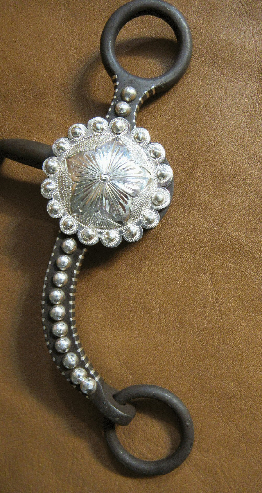 E Garcia Brown Berry Concho Shank Snaffle Bit