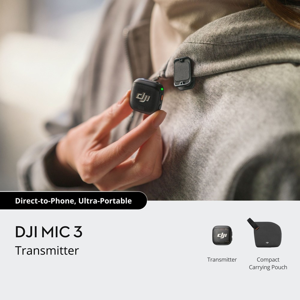 DJI Mic 3 Transmitter Wireless Microphone / Shadow Black - Open Box