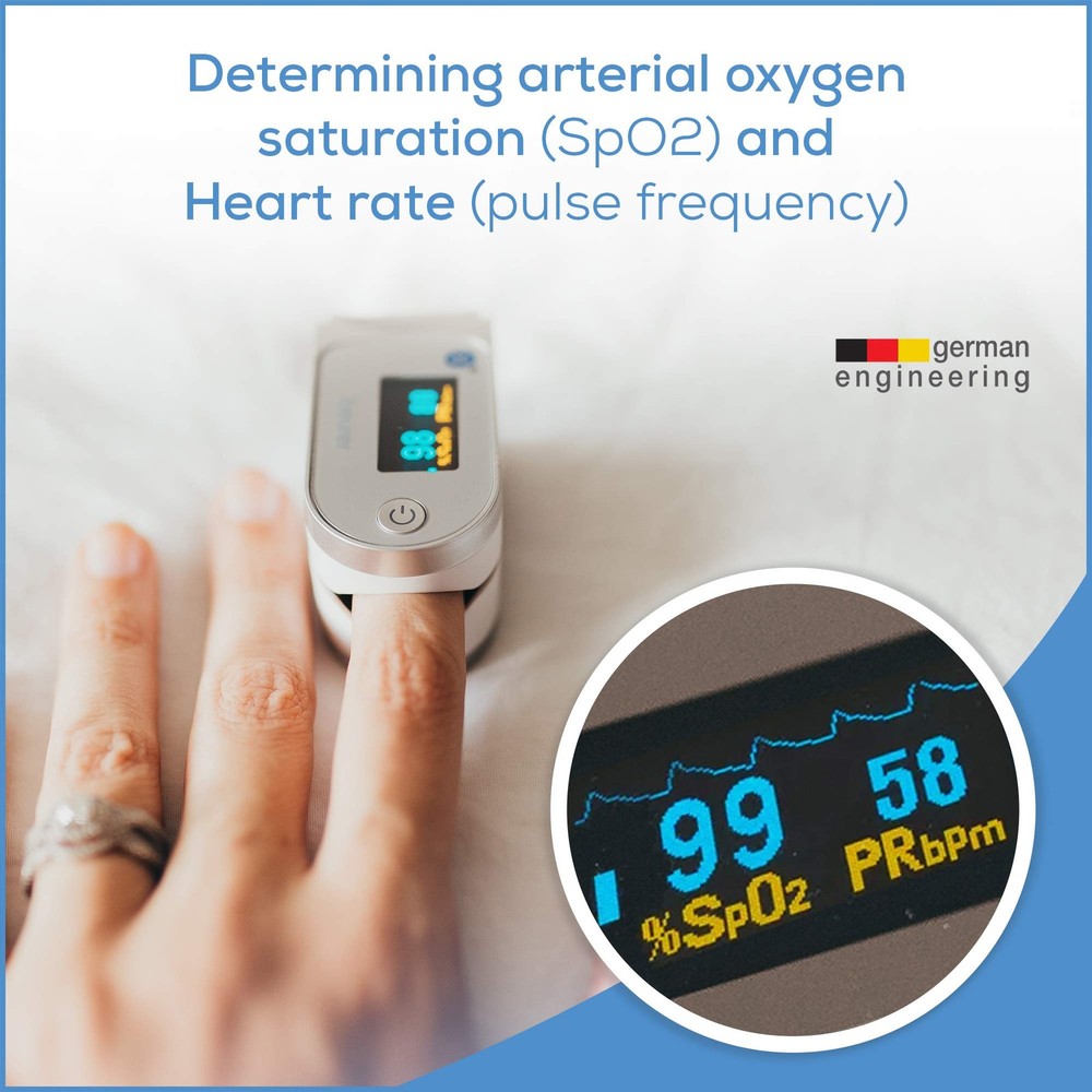 Beurer Bluetooth Digital fingertip Pulse Oximeter, PO60 - Bluetooth, silver