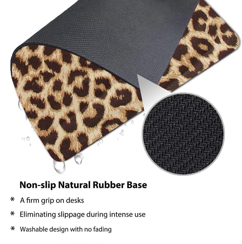 Retro Leopard Print Pattern Mouse Pad, Abstract Vintage Seamless Repeating De...