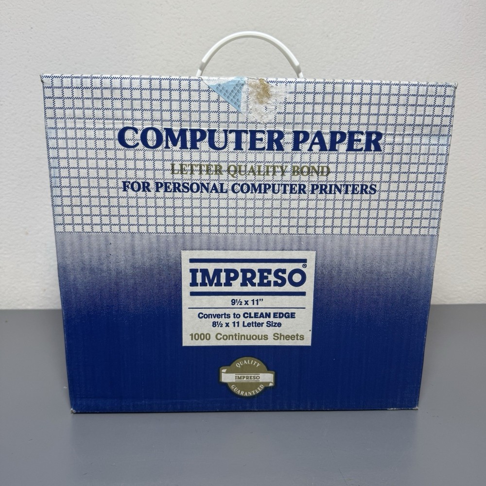 Impreso Computer Paper Letter Quality Bond 1000 Continuous Sheets Letter Size