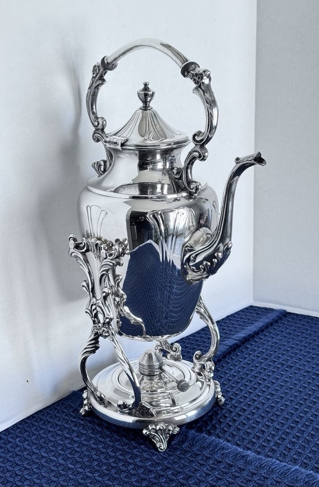 Sheridan Silverplate Tilting Teapot Samovar Stand with Burner Coffee Server