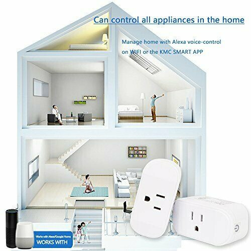 2Pack Smart Plug Wifi Switch Socket Outlet Compatible with Alexa GoogleAssistant