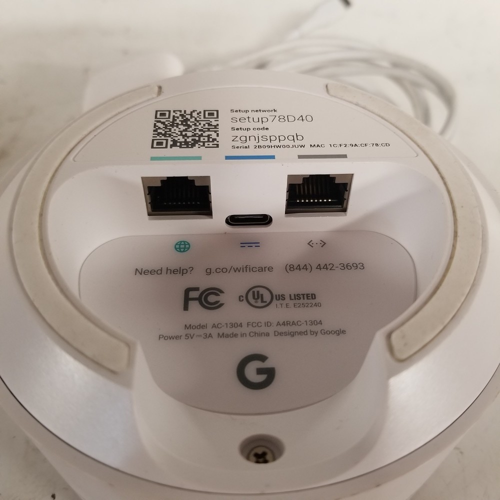 Google WiFi System Router Model AC-1304 with Power Adapter