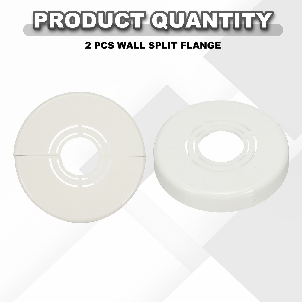 2pcs Wall Split Flange 0.39" Plastic Round Split Flange Pipe Cover, White