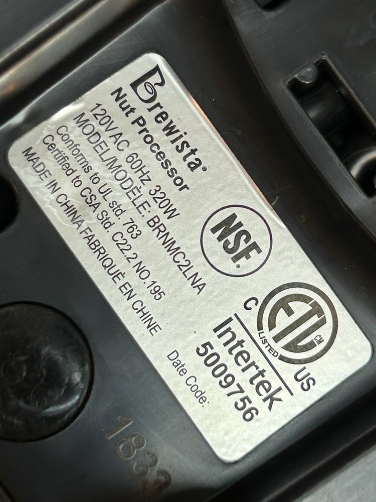 Nutramilk Nut Processor & Nut Milk Brewista BRNMC2LNA Tested Working Base Only