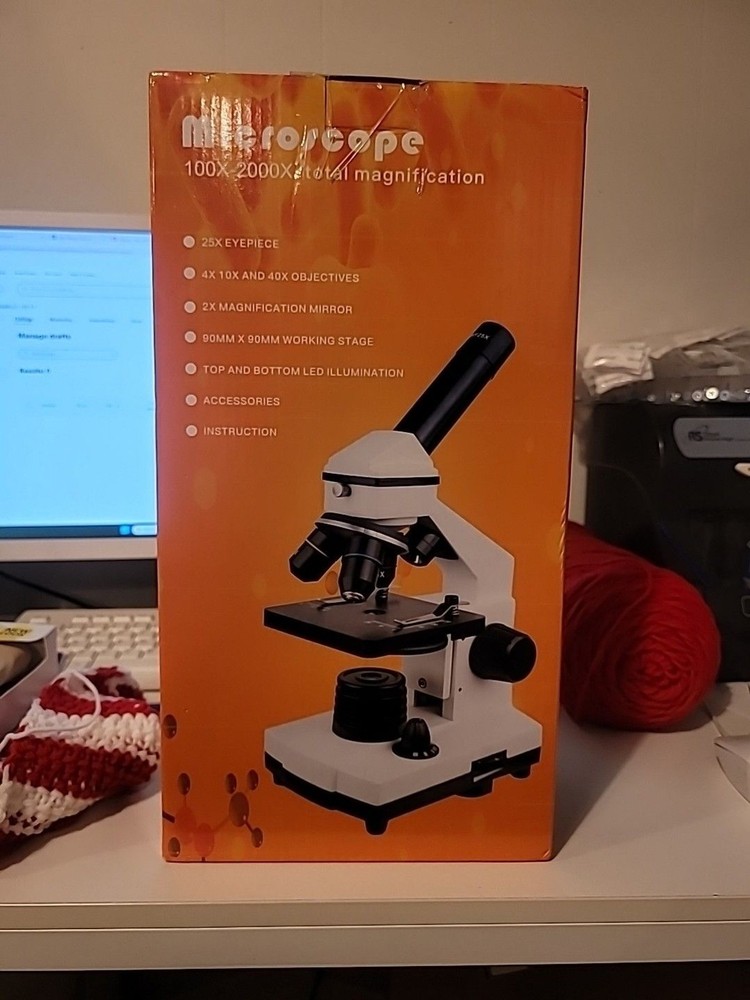 Microscope, 100 -2000x Mag, LED Illumination, New In Box