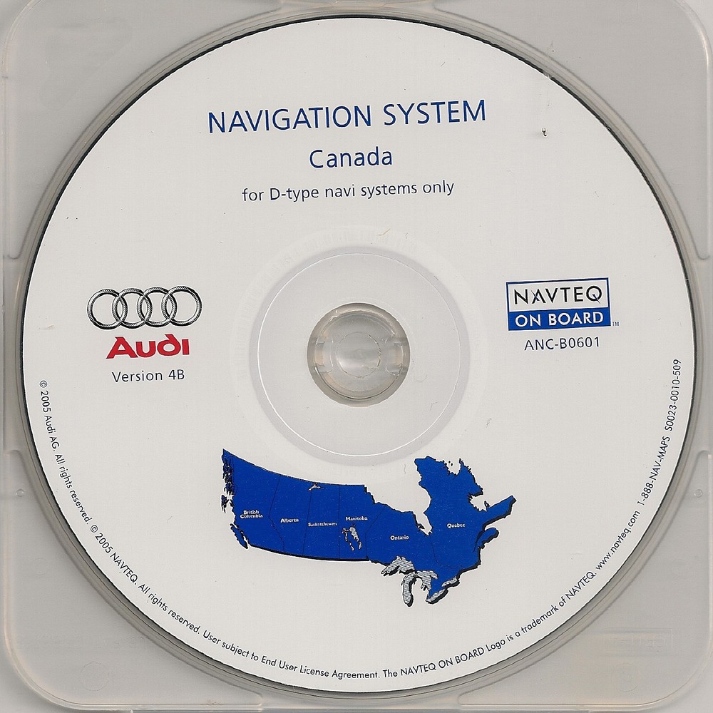 2002 2003 2004 Audi A4 A6 Allroad D-Type Navigation CD #10 Cover Canada Map