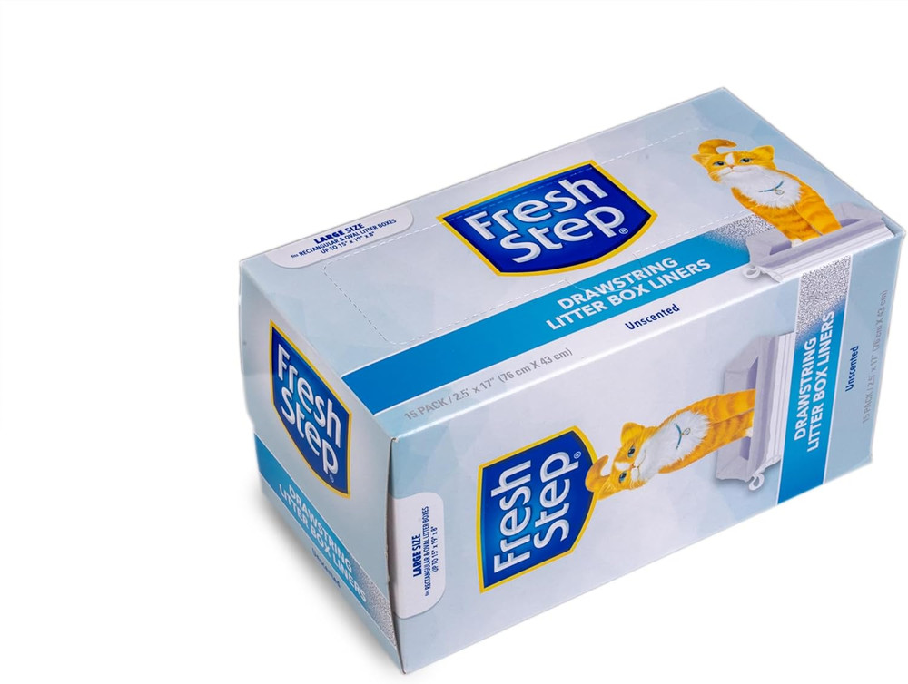 Fresh Step Drawstring Cat Litter Box Liners, Unscented, Size Large, 30" X 17" |