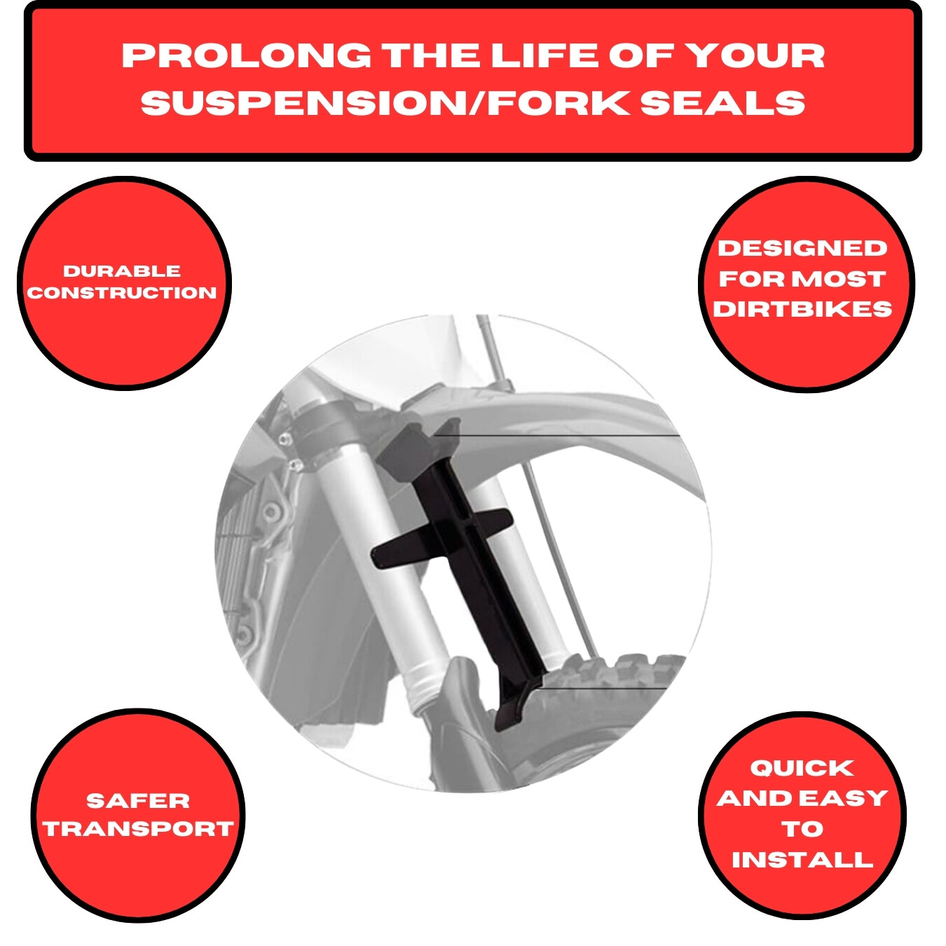 Pit Posse Motocross Dirt Bike Fork Support Saver Guards Suspension (Large 10.5")