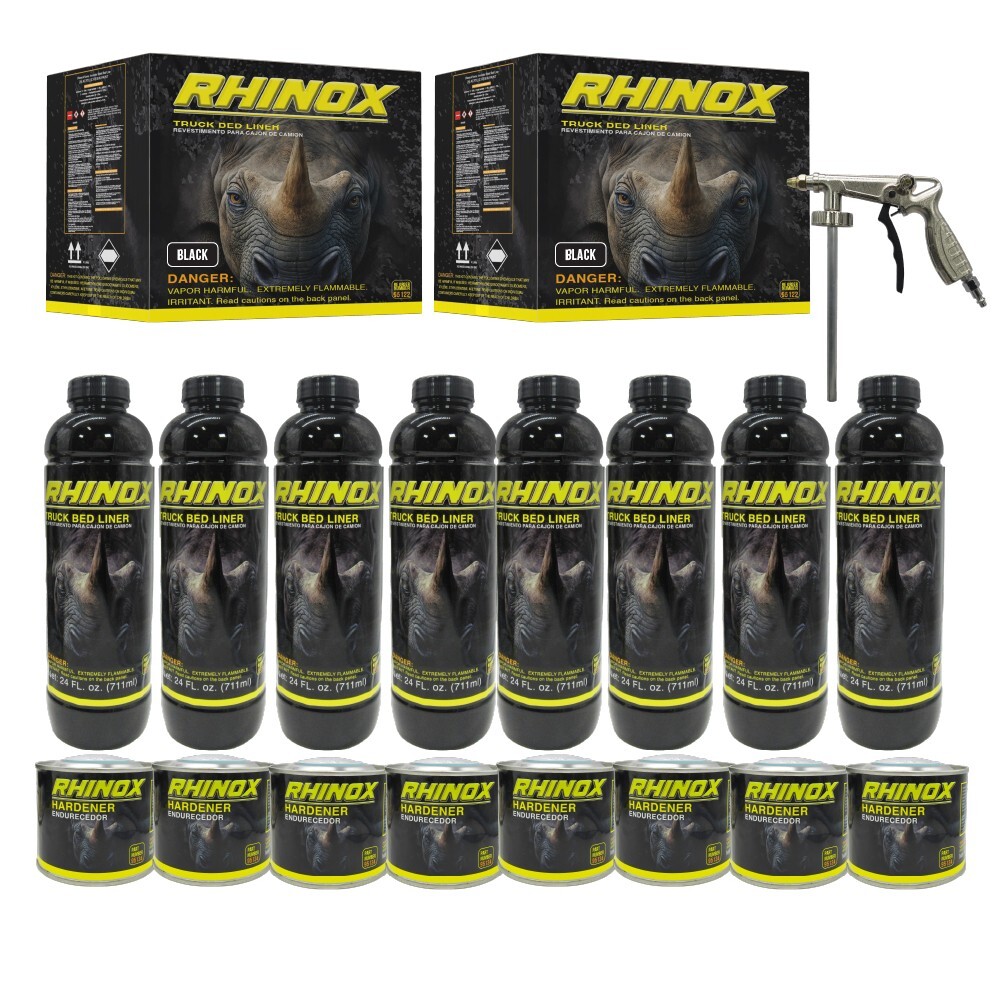 Rhinox Black 2 Gallon Urethane Spray-On Truck Bed Liner Kit with Spray Gun