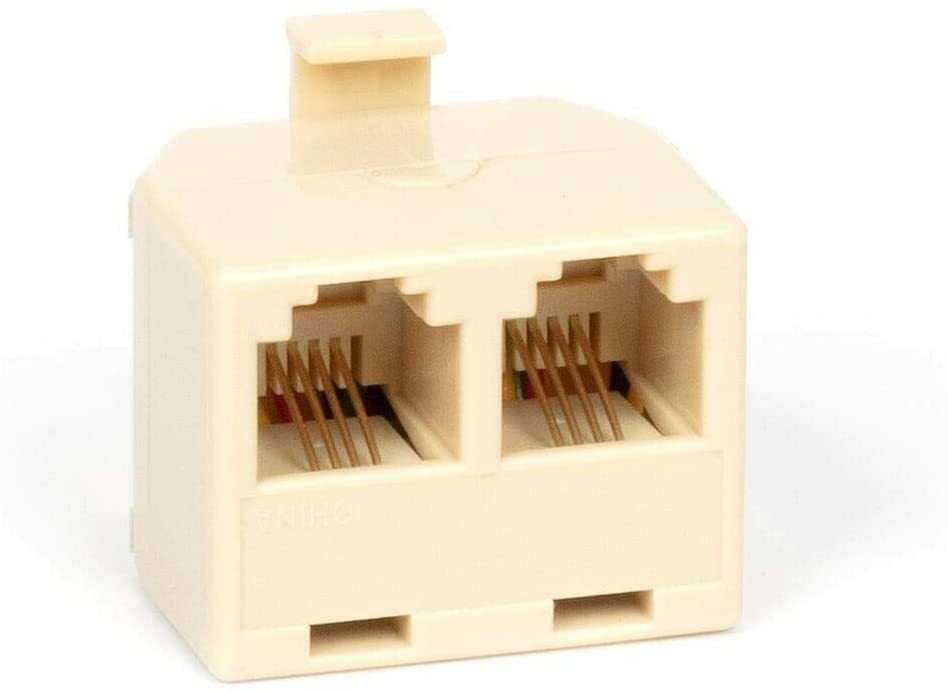 Duplex Modular Phone Wall Jack Adapter (IVORY) RJ11 - Splitter | Three Pack