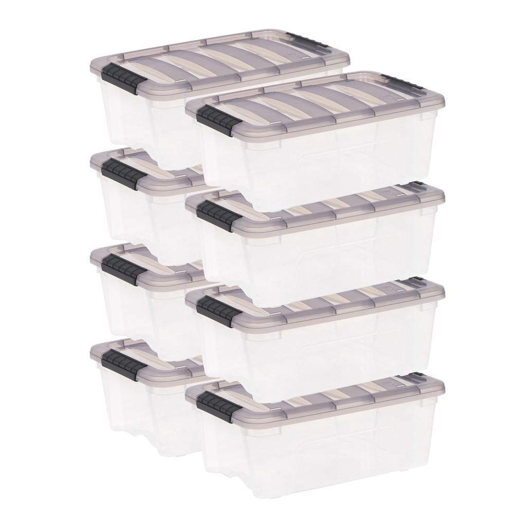 13 Qt. Plastic Storage Bins with Lids, Stackable Storage Containers, 8 Pack
