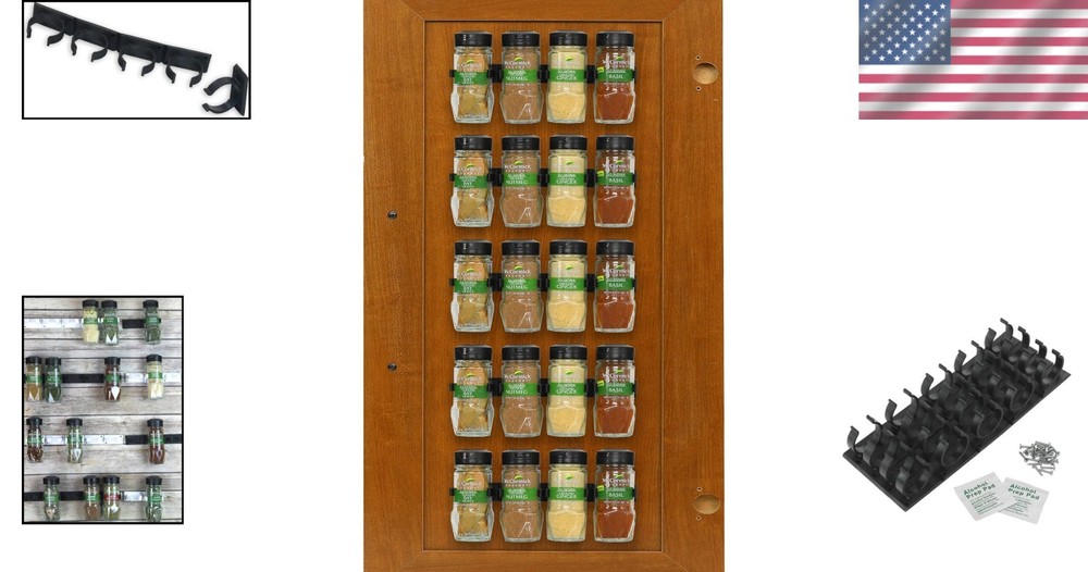 Space-Saving Spice Organizer for Kitchen & RV: 4 Adjustable Black Strips
