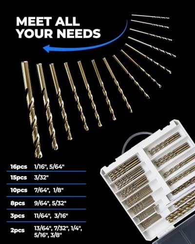 99Pcs Drill Bit Set,Cobalt Drill Bits Index for 99Pcs Cobalt Drill Bit Set