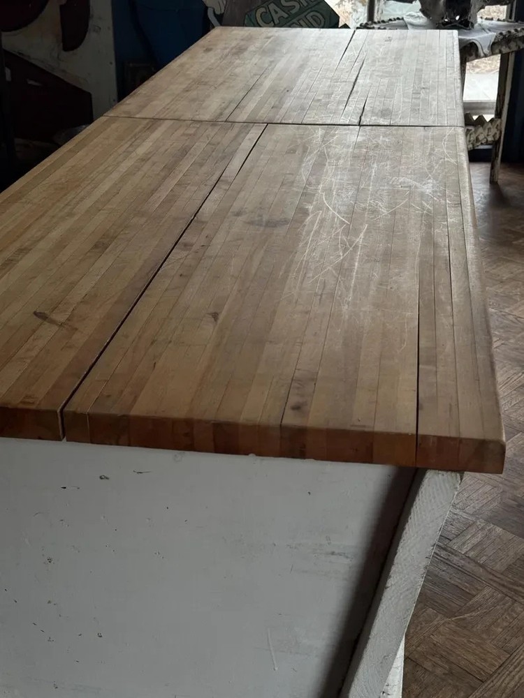 Large Antique Butcher Block Bakers Table
